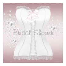 Pink White Corset Snowflakes Bridal Shower Announcements