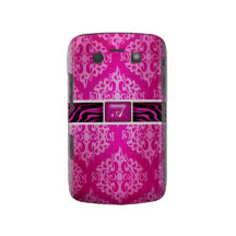 Pink White Damask Zebra Stripes Blackberry Bold Case