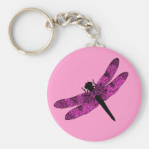 Pink Winged Dragonfly Key Chain