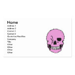 pink winking skull business card