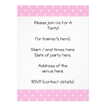 Pink with little white stars. personalized invitation