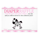 Pink Zebra Baby Shower Diaper Raffle Card invitations