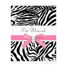 Pink Zebra Bat Mitzvah Invitations