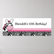 Pink Zebra Diva Custom Baby Shower Banner Print