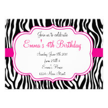 Pink Zebra Invitation