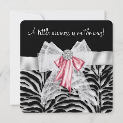 Pink Zebra Baby Stuff on Pink Zebra Pink Black Princess Baby Shower Invitations   Zazzle Com Au