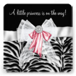Pink Zebra Pink Black Princess Baby Shower Invitations