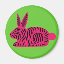 Pink Zebra Rabbit Fridge Magnets