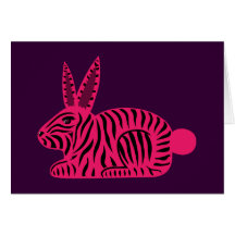 Pink Zebra Rabbit Greeting Card