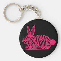 Pink Zebra Rabbit Key Chains