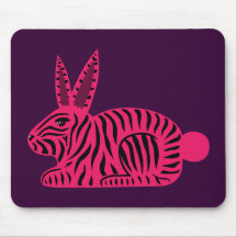 Pink Zebra Rabbit Mousemat