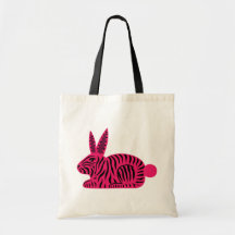 Pink Zebra Rabbit Tote Bag
