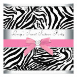 Pink Zebra Sweet Sixteen Birthday Party Personalized Invites