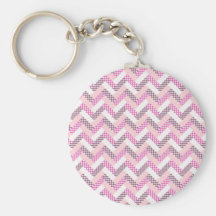 Pink Zig Zag Quilt Pattern Gifts for Her Key Chain
