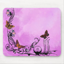 Pinks with butterflies mousemat