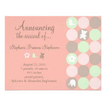 Pinky Dots Birth Announcement - Without Photo