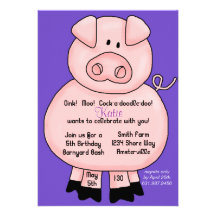 Pinky Pig Invitation