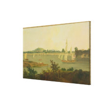 Pinnace Sailing Down the Ganges past Monghyr Fort, Canvas Print