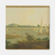 Pinnace Sailing Down the Ganges past Monghyr Fort, Fridge Magnet