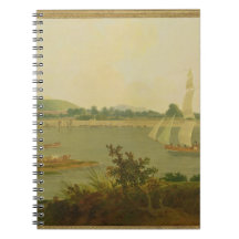 Pinnace Sailing Down the Ganges past Monghyr Fort, Spiral Notebook