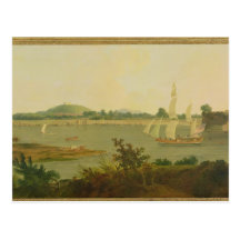 Pinnace Sailing Down the Ganges past Monghyr Fort, Postcard