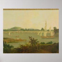 Pinnace Sailing Down the Ganges past Monghyr Fort, Print