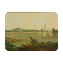 Pinnace Sailing Down the Ganges past Monghyr Fort, Rectangular Magnets