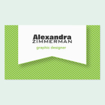 Pinstripes Ribbon Business Card (green apple) business cards