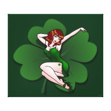 Pinup Girl Canvas Lucky Irish Pinup Art Deco Print Canvas Print
