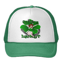 Pinup Girl Cap Retro Irish Pinup Lucky Caps Trucker Hat