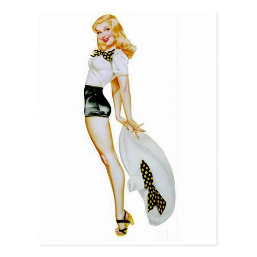 Pinup With Big Hat Post Card
