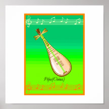 Pipa String Instrument From China Posters