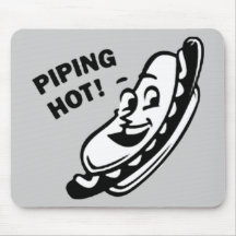 PIPING HOT! Retro Hot Dog - Black & White Mouse Mat