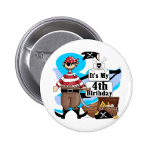 Pirate 4th Birthday Tshirts and Gifts Pin
