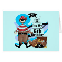 Pirate 6th Birthday t-shirts and Gifts Card