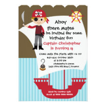 Pirate Ahoy Mates Birthday Party Invitation Boy