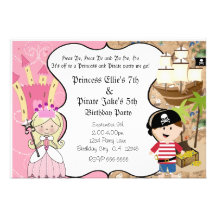 Pirate and Princess Birthay Party Invitation