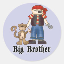 Pirate Big Brother Round Sticker