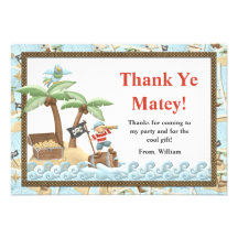 Pirate Birthday Thank You Card Announcement