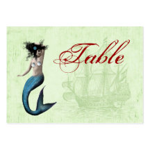 Pirate Mermaid Table Number Cards Business Card Template