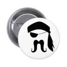 Pirate Moustache Pinback Button