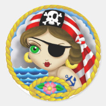 Pirate Portrait Sticker Small