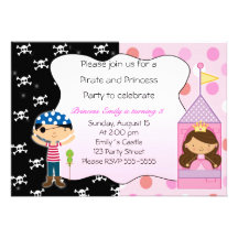 Pirate Princess Birthday Party Invitations