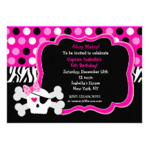 Pirate Princess Skull BIrthday Invitations