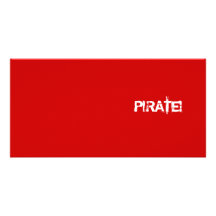PIRATE! Red. Distressed Lettering. Custom Personalised Photo Card