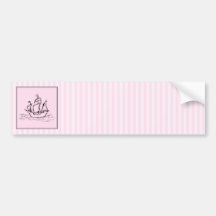 Pirate Ship. Black and Pink. Bumper Sticker