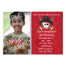 Pirate Skull Birthday Photo Template Personalized Announcement
