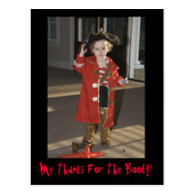 Pirate Thank You Card, Me Thanks For The Booty! Postcards