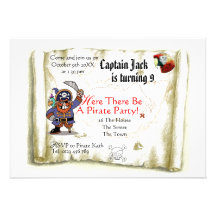 Pirate treasure map party invitation card