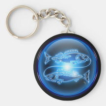 Pisces Blue Glossy Keychain